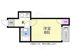 レジデンスかこまち 1Kの間取図画像