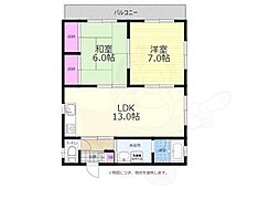 パルッド2丁目 2階2LDKの間取り