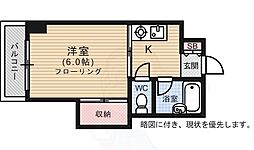 チェリー観音 1Kの間取図画像