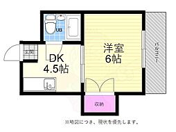 田中第3コーポ 1DKの間取図画像