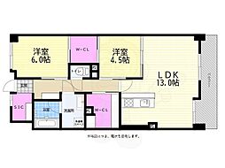 ダイアパレス川内 2LDKの間取図画像