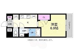 プレサンス広島中央 1Kの間取図画像