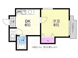 広島畳材6ビル 1DKの間取図画像