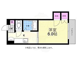 第1コーポ大場 1Kの間取図画像