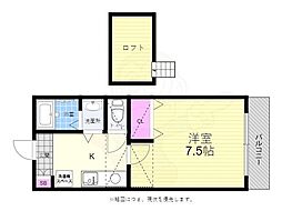 オレンジハウス 1Kの間取図画像