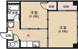 ますもとビル 2Kの間取図画像