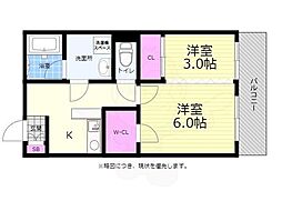 ディアメゾン御幸橋 2Kの間取図画像