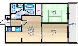 和光銀山レジデンス 2LDKの間取図画像