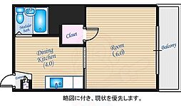 中央ビル 1DKの間取図画像