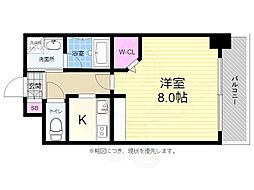 ルービンス観音3 1Kの間取図画像