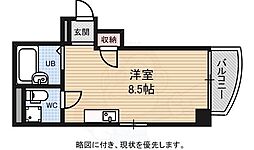 第8田中ビル ワンルームの間取図画像