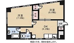 ラプラージュ西観音 2DKの間取図画像