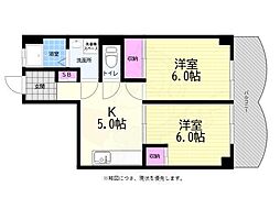 第3間ビル 2DKの間取図画像