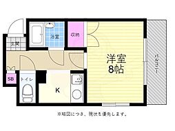 サンリバー新宅 1Kの間取図画像