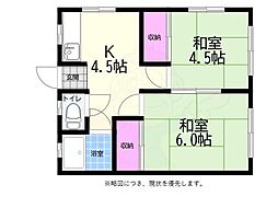 中井アパート 2Kの間取図画像