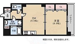 ビリオネアS竹屋 1DKの間取図画像