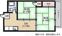 シャトー舟入 2DKの間取図画像
