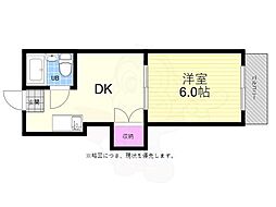 エセル三篠 1DKの間取図画像