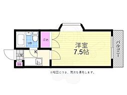 ベルメゾン大芝 1Kの間取図画像