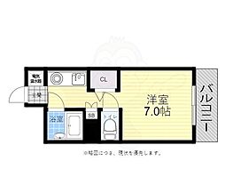サンコート楠木 ワンルームの間取図画像