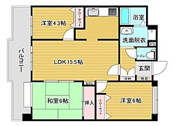 西新中央パーク・マンション 3LDKの間取図画像