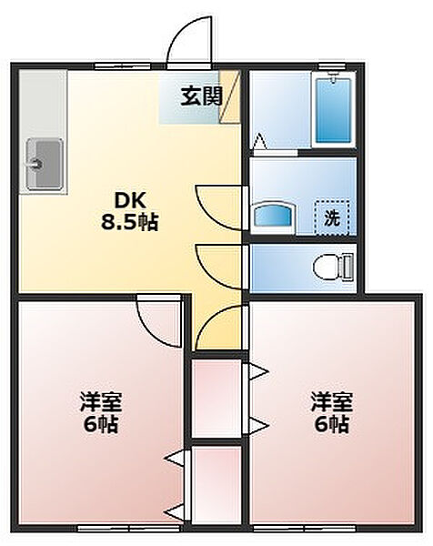 オレンジハウスA 105｜静岡県磐田市大久保(賃貸アパート2DK・1階・43.47㎡)の写真 その2