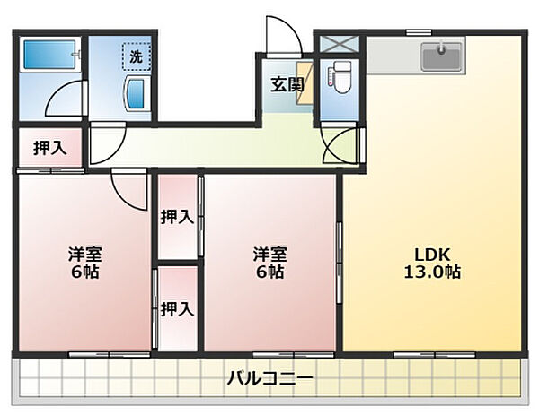 ロイヤルマンションII 302｜静岡県磐田市見付(賃貸マンション2LDK・3階・59.48㎡)の写真 その2
