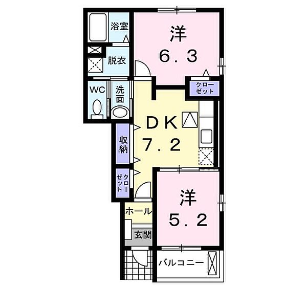 カーサ　フェリーチェ 102｜静岡県磐田市見付(賃貸アパート2DK・1階・46.49㎡)の写真 その2