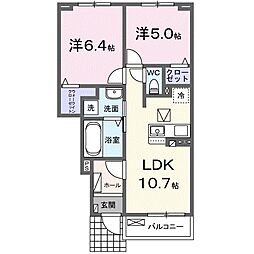 アウレリッソB 2LDKの間取図画像