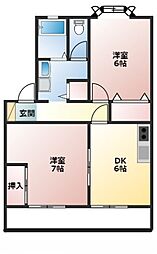 エッセルハウス 2DKの間取図画像