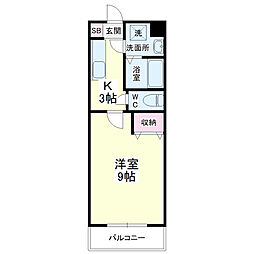 プレシャス 1Kの間取図画像
