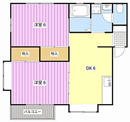 リバティ・みやにし 2DKの間取図画像