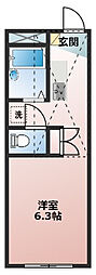 レオパレス毬 1Kの間取図画像