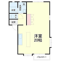 エスポワヒルズ ワンルームの間取図画像