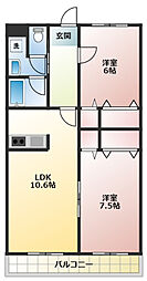 KASHIWA 2LDKの間取図画像
