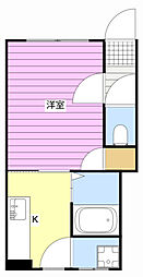 メロンハイツ 1Kの間取図画像