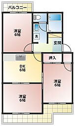 デイ・ブレイク 3DKの間取図画像