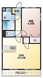 フォルテシモ 1LDKの間取図画像