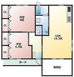 タウンハウスひとみ 2LDKの間取図画像