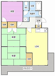 ハイツシャルマン 3LDKの間取図画像