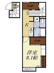 レオパレス延久5 1Kの間取図画像