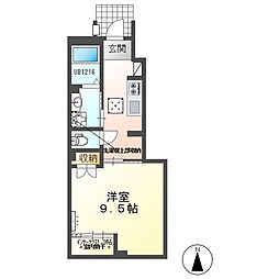 シェルル・スターテラス安久路II(仮) 1Kの間取図画像