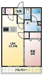 アーブルベル 1LDKの間取図画像