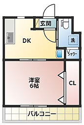 サン・クレウェンズ 1DKの間取図画像