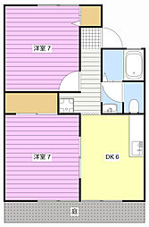ローウェルハウス 2DKの間取図画像