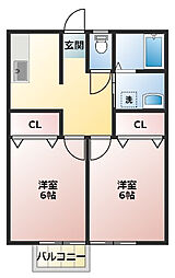 ヨシダハイツ 2Kの間取図画像