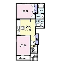 ジェルメ 2DKの間取図画像