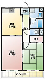 クラフト3 2DKの間取図画像
