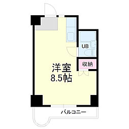 アップル第2マンション ワンルームの間取図画像