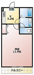 クレフラスト磐田竜洋 1Kの間取図画像